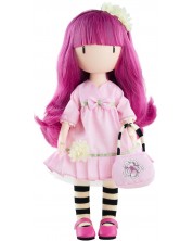 Кукла Paola Reina Santoro Gorjuss -  Cherry Blossom, с розова рокля и лилава коса, 32 cm